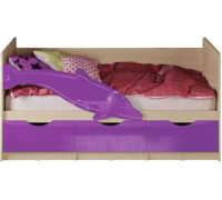 Детская кровать Дельфин-1 МДФ 80х180, фиолетовый металлик, дуб белёный