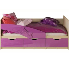 Детская кровать Дельфин 80х200, фиолетовый металлик, дуб белёный