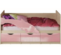 Детская кровать Дельфин-1 МДФ 80х180, розовый металл