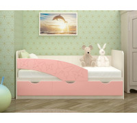 Детская кровать Бабочки 80х160, розовый металл