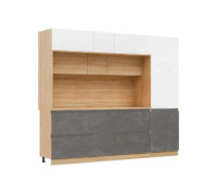 Модульная кухня ЛДСП Карина композиция 2, бетон темный / белый глянец