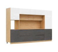 Модульная кухня ЛДСП Карина композиция 1, бетон темный / белый глянец