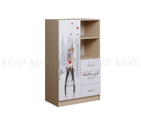 Вега NEW Girl шкаф комбинированный, дуб белёный/белый глянец