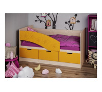 Детская кровать Бемби-8 МДФ, 80х180 (Ясень шимо светлый, Оранжевый металлик)