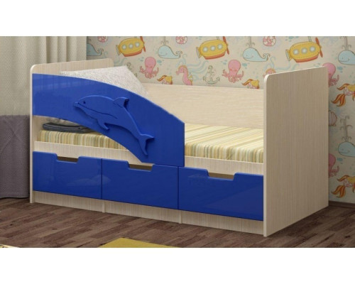 Детская кровать Дельфин-6 МДФ, 80х160, темно-синий