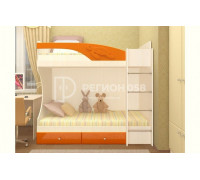 Двухъярусная кровать Бемби МДФ (фасад 3D) (Оранжевый металлик, шимо светлый)
