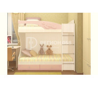 Двухъярусная кровать Бемби МДФ (фасад 3D) (Розовый металлик, шимо светлый)