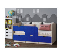 Детская кровать Юниор-9, 80х180 (Ясень шимо светлый, Темно-синий металлик)