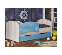 Детская кровать Дельфин-3 МДФ голубой, 80х160