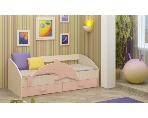 Детская кровать Дельфин-4 МДФ розовый, 80х160