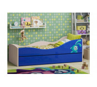 Детская двухъярусная кровать Юниор-10 МДФ, 80х160 (Ясень шимо светлый, Темно-синий металлик)