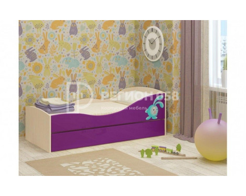 Детская двухъярусная кровать Юниор-10 МДФ, 80х160 (Ясень шимо светлый, Сиреневый металлик)