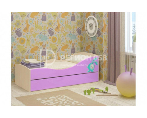 Детская двухъярусная кровать Юниор-10 МДФ, 80х160 (Ясень шимо светлый, Лиловый металл)