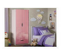 Детский шкаф Бемби-3 МДФ (Ясень шимо светлый, Розовый металлик)