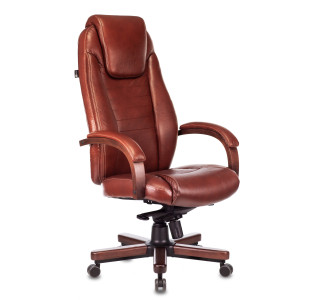 Кресло руководителя Бюрократ T-9923WALNUT светло-коричневый Leather Eichel кожа крестов. металл/дерево