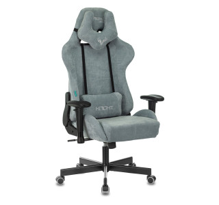 Кресло игровое Zombie VIKING KNIGHT Fabric серо-голубой Light-28 с подголов. крестов. металл