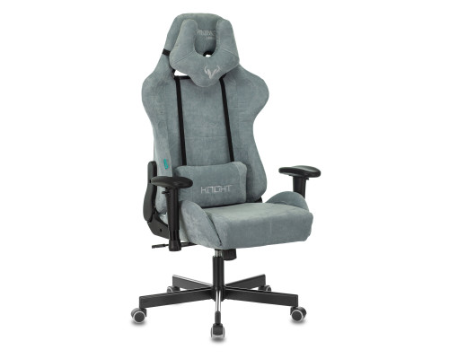 Кресло игровое Zombie VIKING KNIGHT Fabric серо-голубой Light-28 с подголов. крестов. металл Кресло игровое Zombie VIKING KNIGHT Fabric серо-голубой Light-28 с подголов. крестов. металл