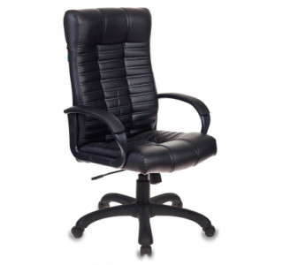 Кресло руководителя Бюрократ KB-10 черный эко.кожа крестов. пластик