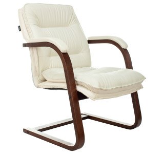 Кресло Бюрократ T-9927WALNUT-AV слоновая кость кожа полозья дерево