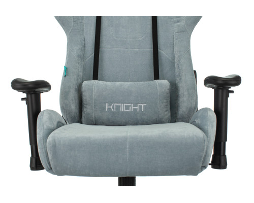 Кресло игровое Zombie VIKING KNIGHT Fabric серо-голубой Light-28 с подголов. крестов. металл Кресло игровое Zombie VIKING KNIGHT Fabric серо-голубой Light-28 с подголов. крестов. металл