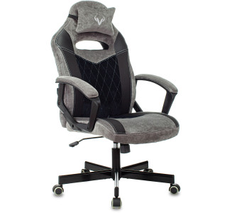 Кресло игровое Zombie VIKING 6 KNIGHT Fabric серый/черный с подголов. крестов. металл