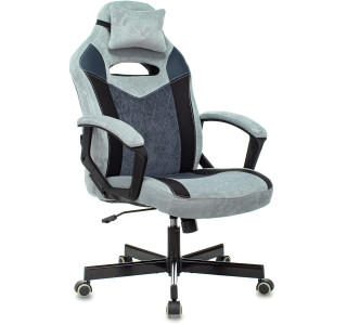 Кресло игровое Zombie VIKING 6 KNIGHT Fabric голубой с подголов. крестов. металл