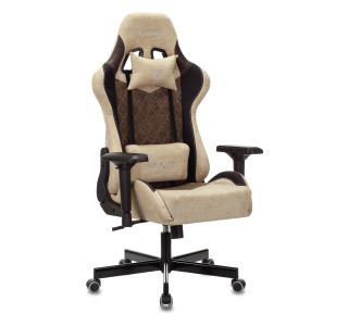 Кресло игровое Zombie VIKING 7 KNIGHT Fabric коричневый/бежевый текстиль/эко.кожа с подголов. крестов. металл