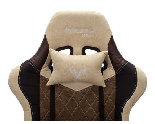 Кресло игровое Zombie VIKING 7 KNIGHT Fabric коричневый/бежевый текстиль/эко.кожа с подголов. крестов. металл Кресло игровое Zombie VIKING 7 KNIGHT Fabric коричневый/бежевый текстиль/эко.кожа с подголов. крестов. металл