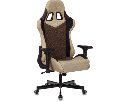 Кресло игровое Zombie VIKING 7 KNIGHT Fabric коричневый/бежевый текстиль/эко.кожа с подголов. крестов. металл Кресло игровое Zombie VIKING 7 KNIGHT Fabric коричневый/бежевый текстиль/эко.кожа с подголов. крестов. металл