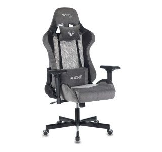 Кресло игровое Zombie VIKING 7 KNIGHT Fabric серый Loft ромбик текстиль/эко.кожа с подголов. крестов. металл