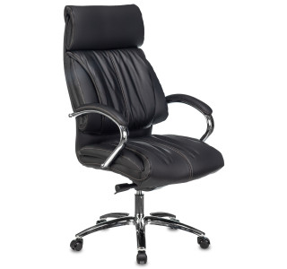Кресло руководителя Бюрократ T-9904NSL черный кожа крестов. металл хром