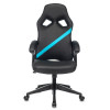 Кресло игровое Zombie DRIVER черный/голубой эко.кожа с подголов. крестов. пластик
