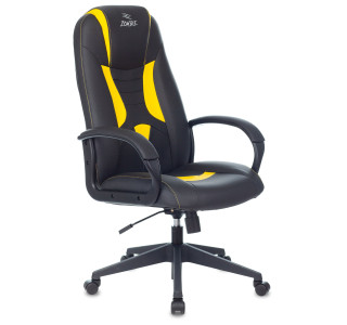 Кресло игровое Zombie 8 черный/желтый эко.кожа крестов. пластик