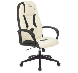 Кресло игровое Zombie 8 белый/черный эко.кожа крестов. пластик