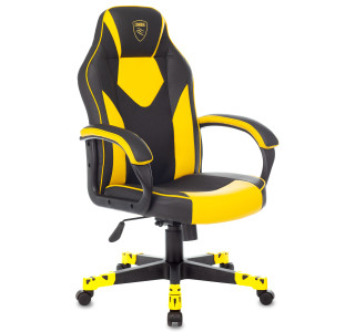 Кресло игровое Zombie GAME 17 черный/желтый текстиль/эко.кожа крестов. пластик