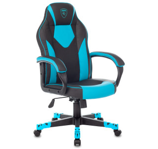 Кресло игровое Zombie GAME 17 черный/синий текстиль/эко.кожа крестов. пластик