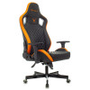 Кресло игровое Knight Outrider черный/оранжевый ромбик эко.кожа с подголов. крестов. металл