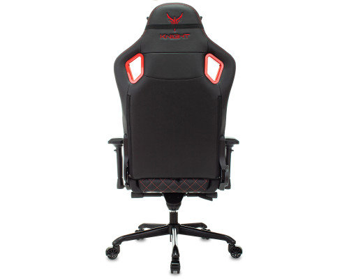 Кресло игровое Knight Titan черный/красный ромбик эко.кожа с подголов. крестов. металл