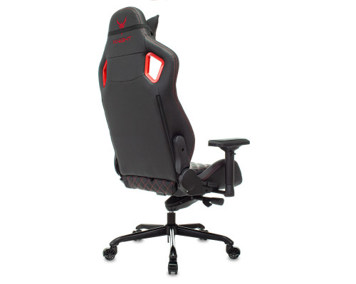 Кресло игровое Knight Titan черный/красный ромбик эко.кожа с подголов. крестов. металл