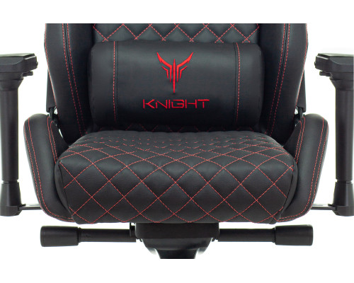 Кресло игровое Knight Titan черный/красный ромбик эко.кожа с подголов. крестов. металл