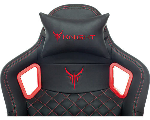 Кресло игровое Knight Titan черный/красный ромбик эко.кожа с подголов. крестов. металл