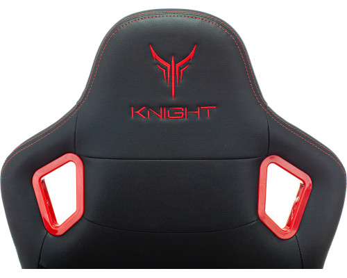 Кресло игровое Knight Titan черный/красный ромбик эко.кожа с подголов. крестов. металл