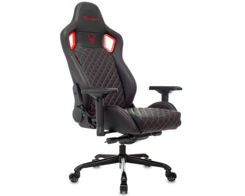 Кресло игровое Knight Titan черный/красный ромбик эко.кожа с подголов. крестов. металл