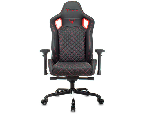 Кресло игровое Knight Titan черный/красный ромбик эко.кожа с подголов. крестов. металл
