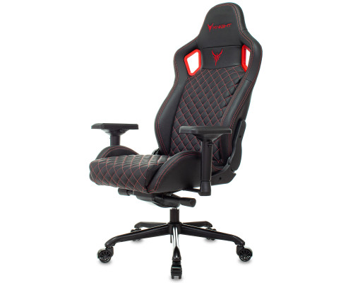 Кресло игровое Knight Titan черный/красный ромбик эко.кожа с подголов. крестов. металл