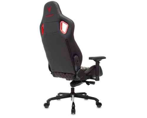 Кресло игровое Knight Titan черный/красный ромбик эко.кожа с подголов. крестов. металл