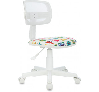 Кресло детское Бюрократ CH-W299 белый TW-15 сиденье мультиколор монстры сетка/ткань крестов. пластик Кресло детское Бюрократ CH-W299 белый TW-15 сиденье мультиколор монстры сетка/ткань крестов. пластик