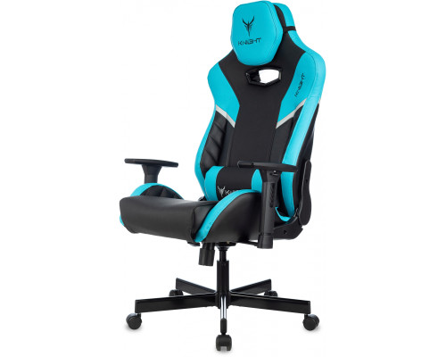 Кресло игровое Knight Thunder 5X черный/голубой эко.кожа крестов. металл Кресло игровое Knight Thunder 5X черный/голубой эко.кожа крестов. металл