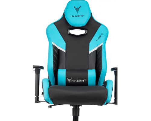 Кресло игровое Knight Thunder 5X черный/голубой эко.кожа крестов. металл Кресло игровое Knight Thunder 5X черный/голубой эко.кожа крестов. металл