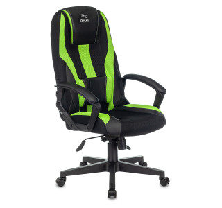 Кресло игровое Zombie 9 черный/салатовый текстиль/эко.кожа крестов. пластик